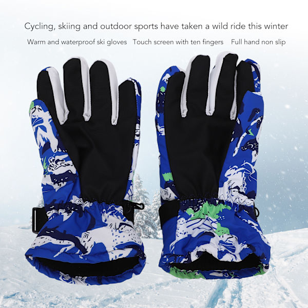 Utomhus skidhandskar Anti Slip Tjockare Termiska Handskar Cykling Vattentät Pekskärm Full Finger Handskar Blå