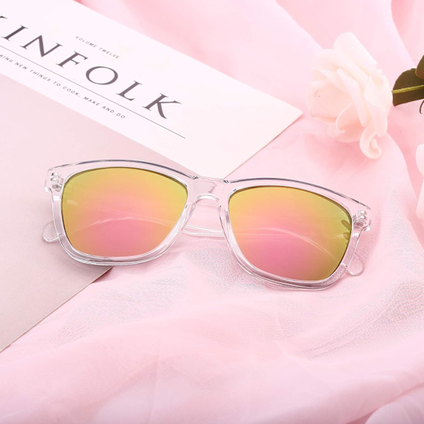Womens Solglasögon UV400 Spegelglas, Passar för Utomhus, Semester, Körning Pink