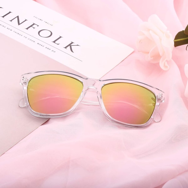 Womens Sunglasses UV400 Mirrored Lens, Fit for Outdoor, Vacation, Driving Pink