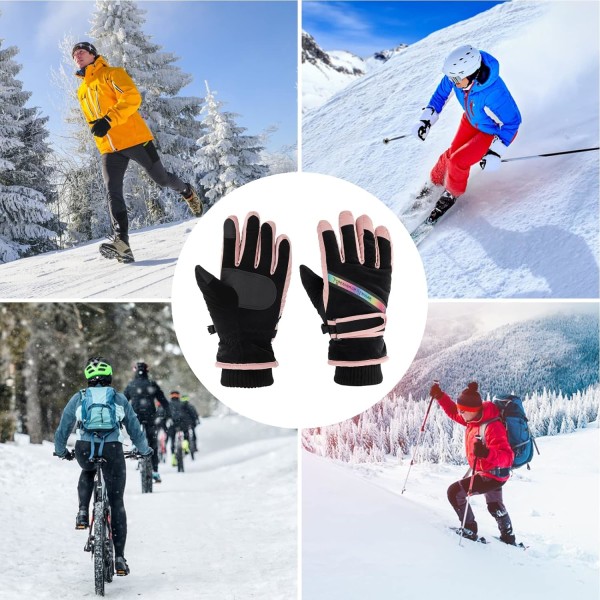 Unisex varma vinterhandskar Anti-halk vindtäta pekskärmshandskar vinter skidhandskar för skidåkning Cykling Gary dragkedja