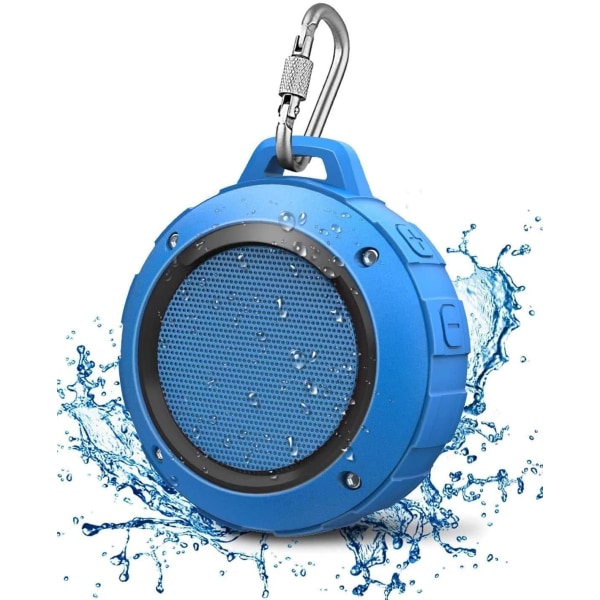 Utendørs vanntett Bluetooth-høyttaler, trådløs bærbar minidusjreisehøyttaler med subwoofer, forbedret bass, innebygd mikrofon Blue