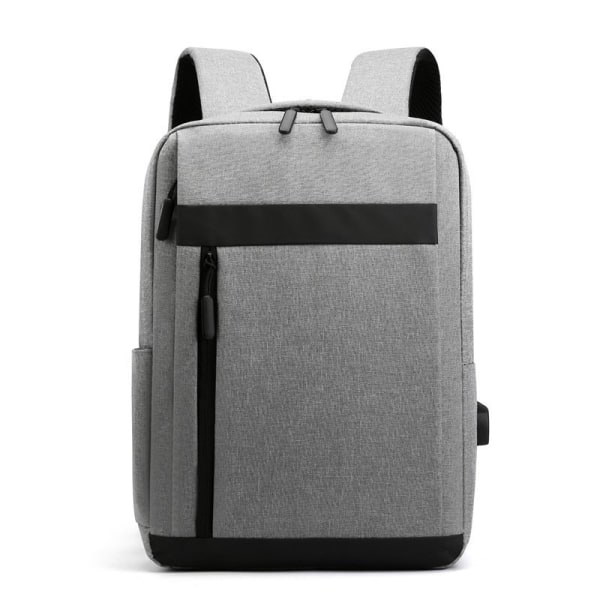 1st multifunktionell vattentät ryggsäck, med USB laddning, enfärgad bärbar datorväska för utomhusresor och pendling (grå)
