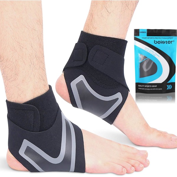 1 par ankelstøtte åndbar neopren kompression ankelstøtte til mænd og kvinder, elastisk forstuvning fodærme til sport beskyttelse, gigt, plantar Large Pack of 2