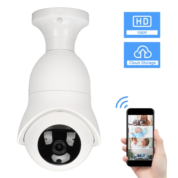 1MP WiFi Smart Camera 360 ° Trådlös 2 Way Talk Night Vision E27 lamphållare Kamera för hemmet
