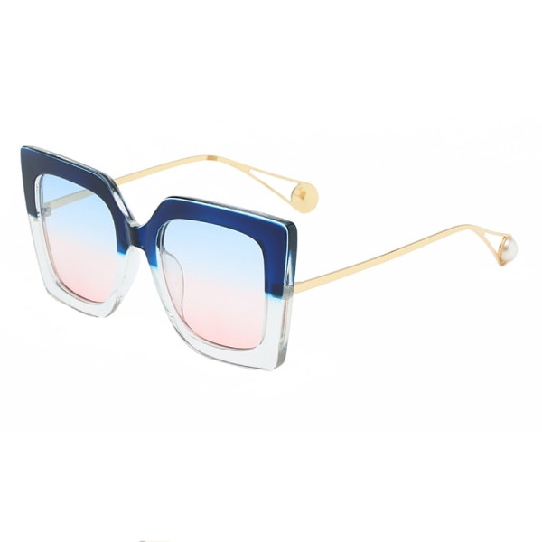 Kvinnors tvåfärgade fyrkantiga solglasögon UV400 skydd
