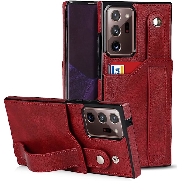 Designat för Samsung Galaxy Note 20 5G Plånboksfodral med Justerbar Handledsrem Ställ PU Läder Kreditkortshållare Stöttåligt