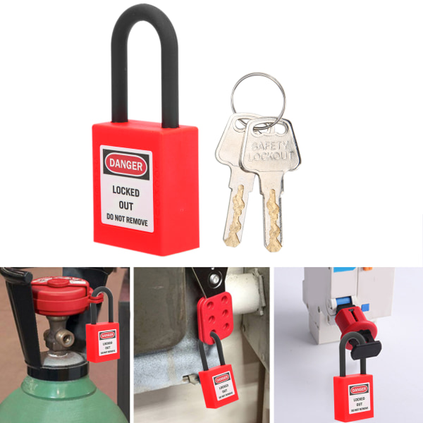 38mm Lockout Lock Nylon Industriell Ingeniør Isolasjon Sikkerhet Støvtett Enhet for ByggeplassRød