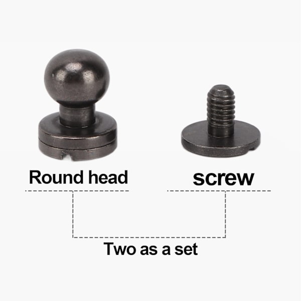 20 sett messingnagler Rustmotstand Rundhode skruer DIY tilbehør for vesker sko 7x6mm