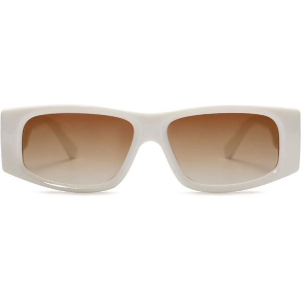Retro Trendiga Rektangulära Polariserande Solglasögon 80-tal 90-tal Y2K Snygga Designersolglasögon Cream White Brown