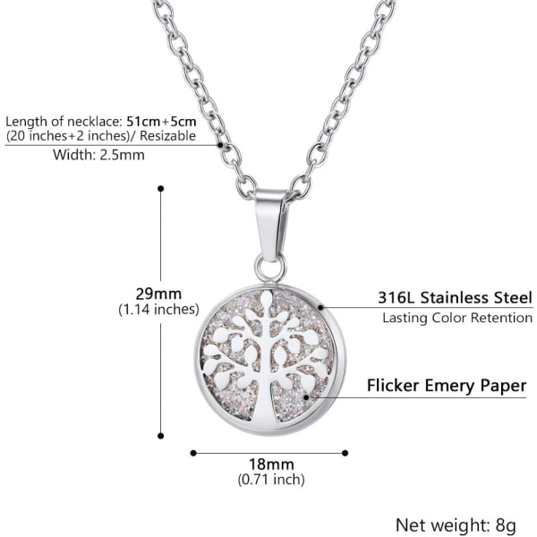 Livets tre-halskjede, Nature Spiritual Necklace, Family Tree Necklace, Herre- og dame-smykker, Kom med gaveeske silver flicker