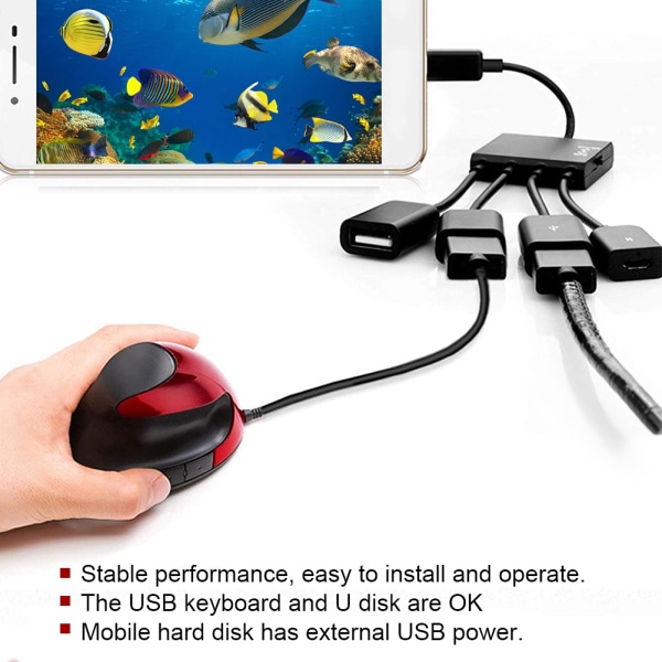 Micro USB HUB OTG Power Charging Host Kabel Ledning Kortleser Converter Adapter
