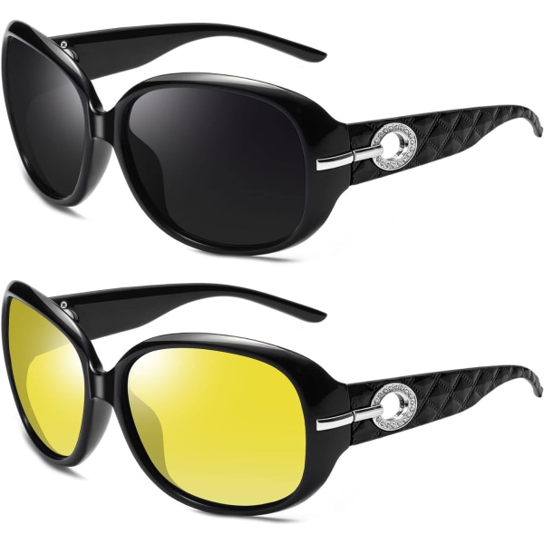 Jackie Solbriller Oversized Shades for Kvinner Trendy Store Rektangulære Solbriller UV-beskyttelse Solbriller Black & Yellow