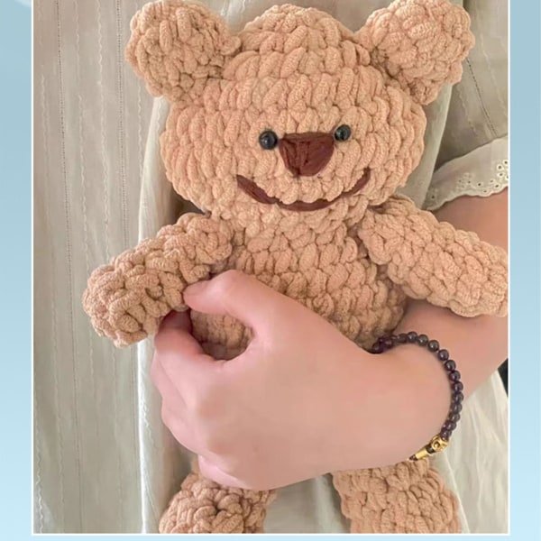 Virka björnsats för barn vuxna DIY hand stickning bomull virka djur kit för hantverk workshop Khaki