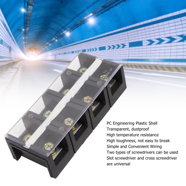 Terminalstrimmel Dobbelt Række Høj Strøm Skrueterminalblok med PC-dæksel til Belysningsstrømsfordeling 200A 600V 4 Position (2004)