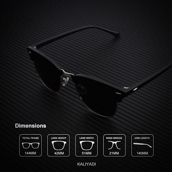 Polarisoidut aurinkolasit miehille ja naisille, puolireunattomat kehykset, ajolasit, UV-suoja 2Glossy Black