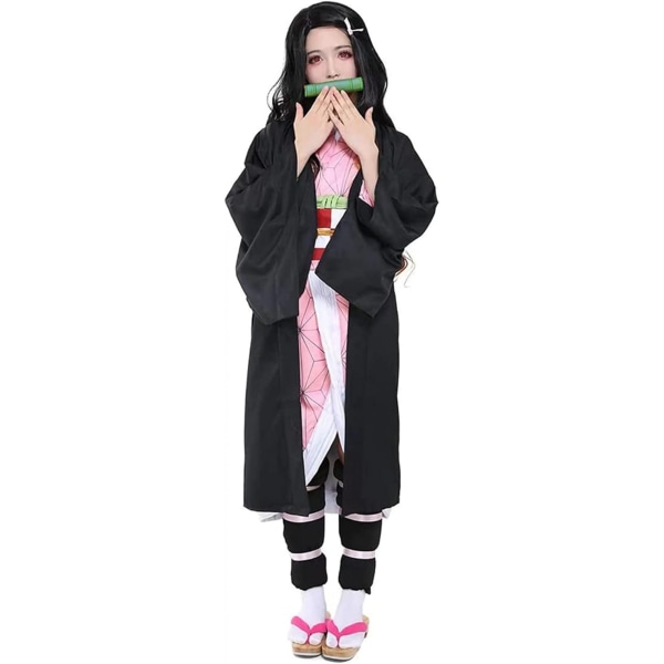 Nezuko Cosplay kostym Anime Cosplay Outfit Set Halloween klänning för vuxna barn (150 cm)