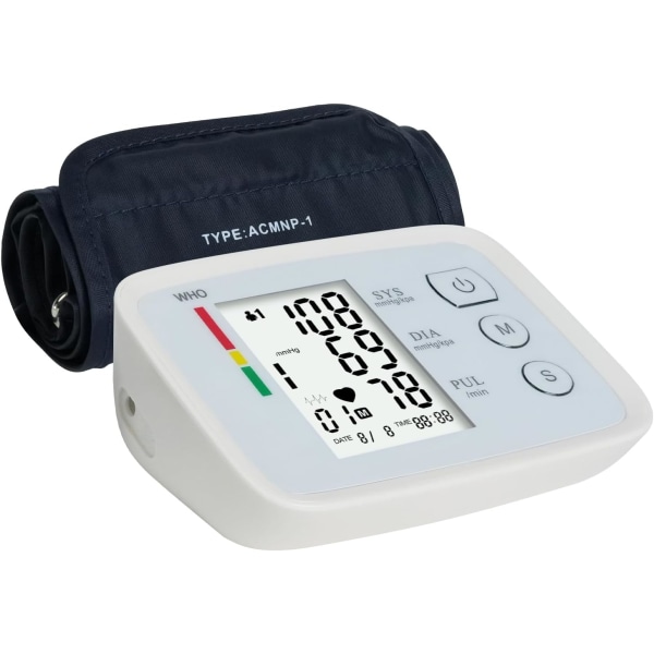 Blodtryksmåler, Overarms Blodtryksmåler til hjemmebrug, Justerbar stor blodtryksmålermanchet, nøjagtighed BP-maskine, Mod til to brugere