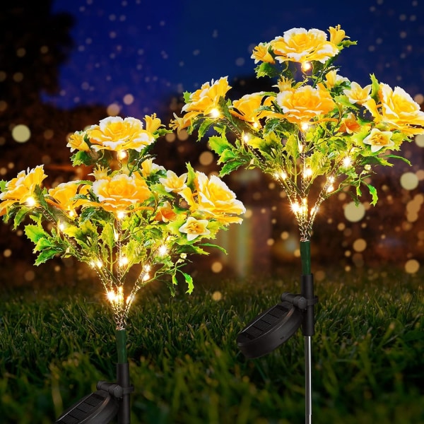 Solar Lights Outdoor Decorative, Solar Garden Lights with Carnation Flower, Solar Flower Lights Outdoor Garden Waterproof IP65, Solar Lights for Outd