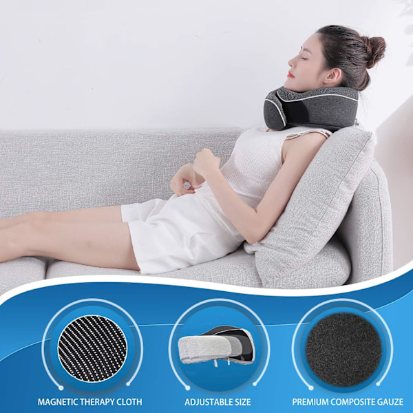 Reise nakkepute hake støtte pute justerbar 100% rent minneskum, ny ergonomisk design myk beste full nakke surround pute sove for hjem, Ai Black