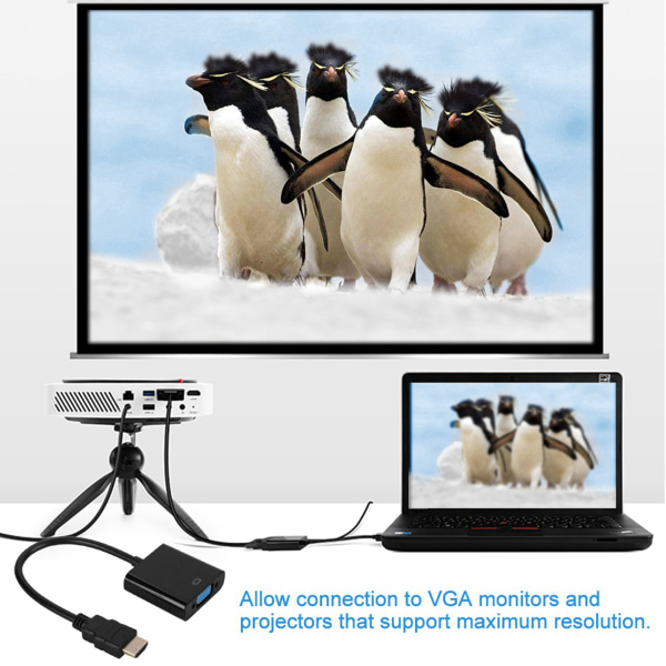 720p/1080p HDMI-han til VGA-hun-videokonverteradapterkabel