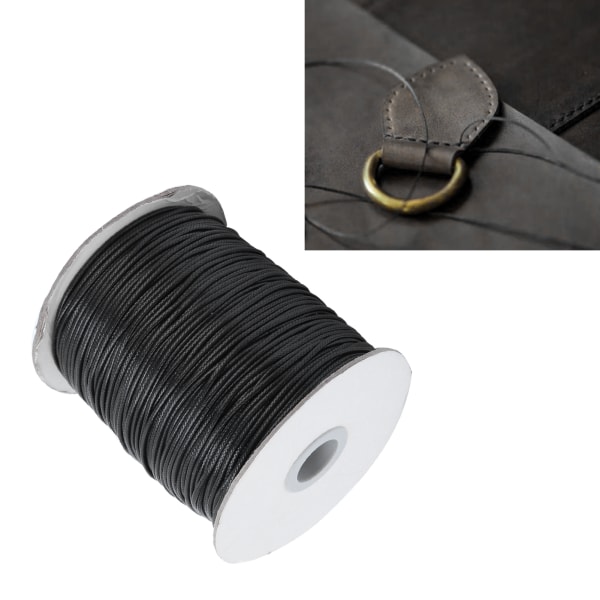 1 rull handvävd vaxtråd svart rund sysnöre för smyckenstillbehör