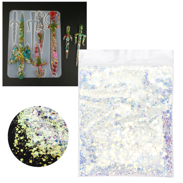 Hex paljetter 10g Vit Original Film PET Glitter Stickers för Nail Art Hantverk Form Dekoration Present