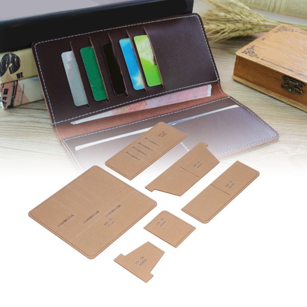6 stk Akrylskabelon til lang tegnebog Nøjagtig skæreafstand Transparent Klar layout DIY akrylskabelon til hjemmegaver