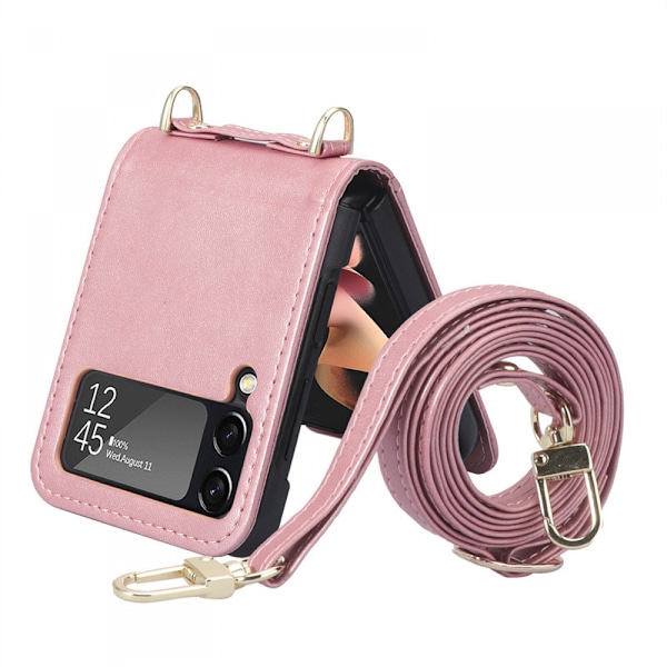 Lompakkokotelo Galaxy Z Flip 3:lle, säädettävä crossbody-kaulanauha, kestävät korttipaikat, iskunkestävä suojapuhelinkotelo