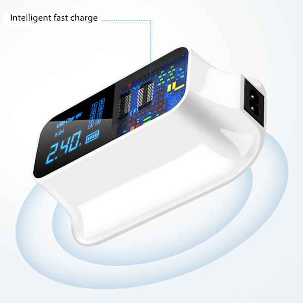 USB-latausasema 8 portin lataushubi 40W USB3.0 Type C LED-näyttö Piirisuojaus puhelimille tableteille 100-240V EU-pistoke