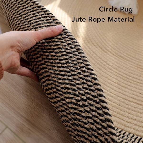 Rund jute-matta, vändbar, retro, nordisk stil, modern area-matta, cirkelformad matta för sovrum, hall, retrofärg, 45 cm