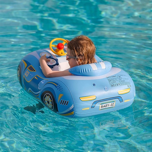 3D Bil Baby Pool Float - Kraftig Babybadring för 12-48 Månader Småbarn, Säker Poolleksak för Pojkar & Flickor blue 25*6*28cm