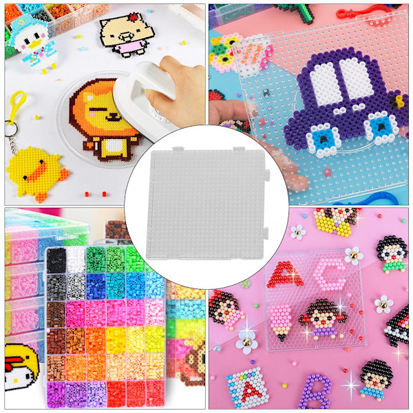 Transparent geometrisk pluggtavla mall barn leksaker för 2,6 mm Perler pärlor Small Square