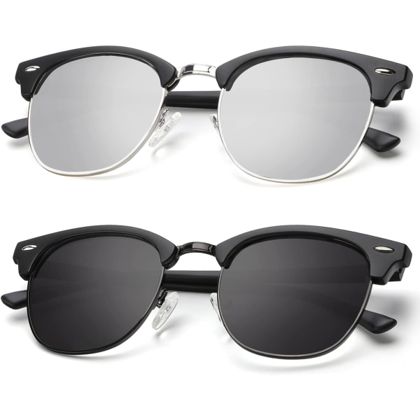 Polariserade solglasögon för män och kvinnor Halvram Fritid Solglasögon UV-skydd Silver & Matte Black
