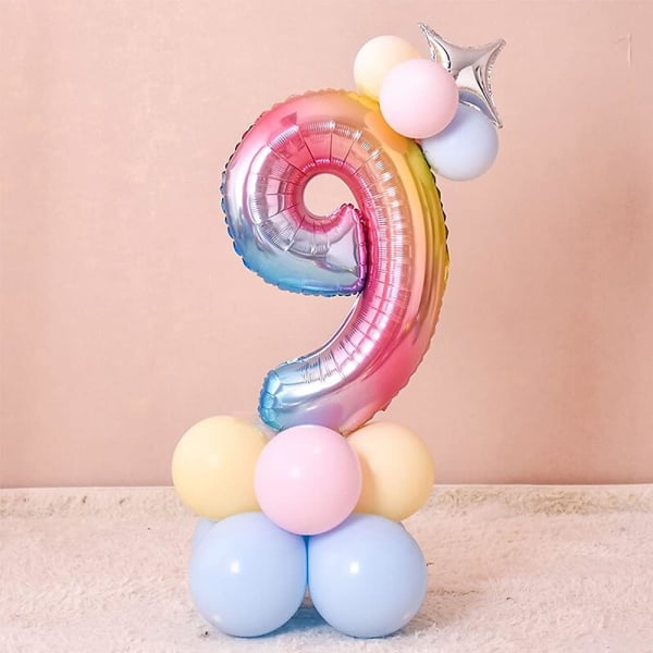 40 tum stora regnbåge nummer 2 folie Mylar helium ballonger för födelsedagsfest firande dekoration