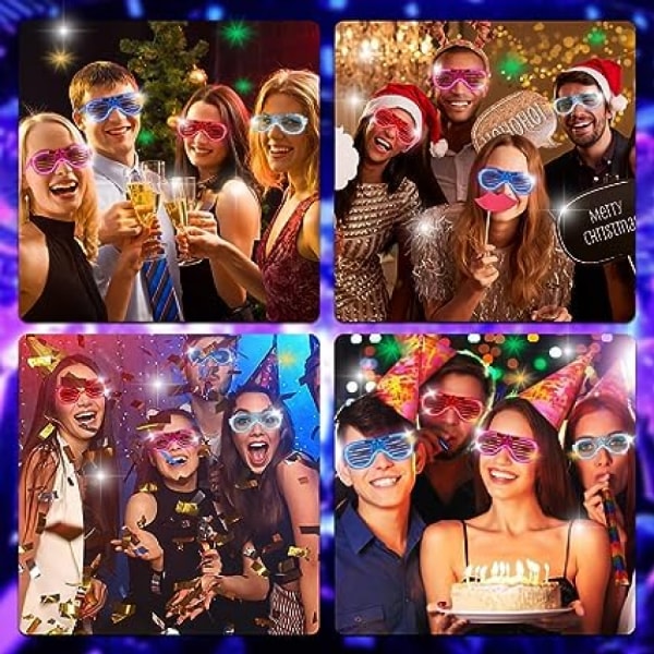 Neon Glasses Party - Christmas Glow Glasögon för barn Vuxna Rave Party Set Gott Nytt År Fest Glasögon