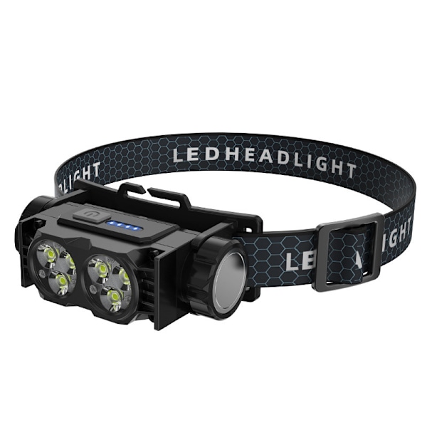 2 KPL 4500L Ladattavat LED-otsavalaisimet - Erittäin kirkas valkoinen valo vedenpitävä otsapanta retkeilyyn ja työhön Black-2P