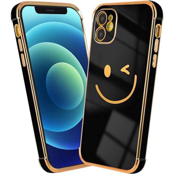 Suunniteltu iPhone 11ProMax -kotelolle - Pehmeä TPU-puhelinkotelo hymynaamakuviolla, kameran linssisuojauksella ja korotetulla vahvistuksella