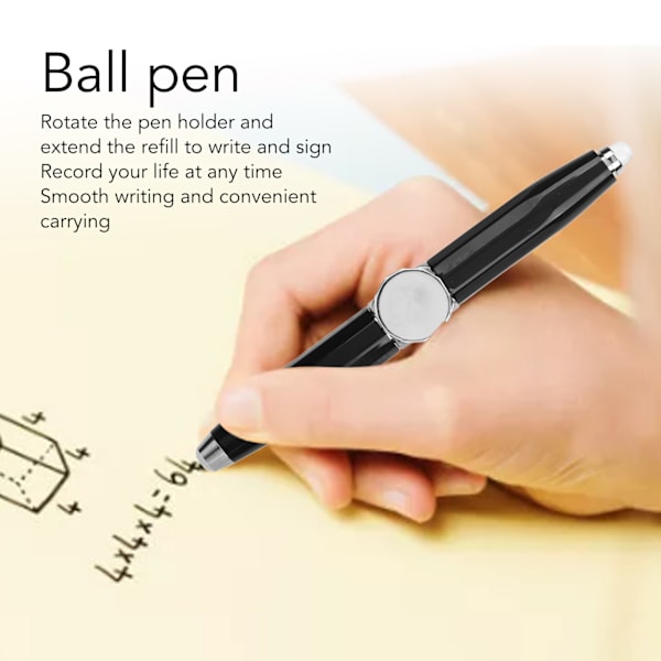 Fingertip Luminous Gyro Kuglepen Finger Spinning Skrivepen med LED-lys til Stressaflastning Sort