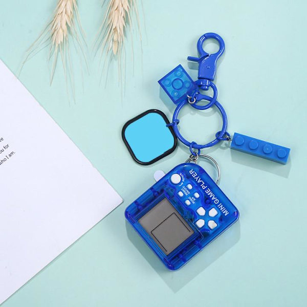 Mini Retro Spillkonsoll for Barn 26 i 1 Mini Klassisk Håndholdt Spillspiller med Nøkkelring Bærbar Puslespill Spill Leker Bursdagsgave Blue