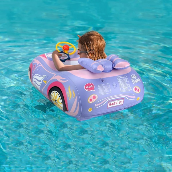 3D Bil Baby Pool Float - Kraftig Babybadring för 12-48 Månader Småbarn, Säker Poolleksak för Pojkar & Flickor Purple Steering wheel 25*6*28cm