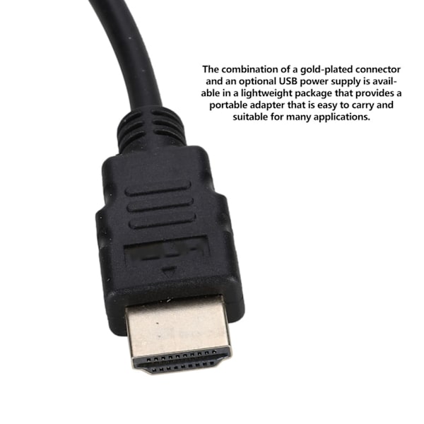 1080P bærbar HDMI til VGA adapter konverter kabel og USB strøm 3,5 mm lydkabel