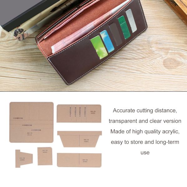 6 st lång plånbok akryl mall noggrann skärning avstånd transparent tydlig layout DIY akryl mall för hem presenter