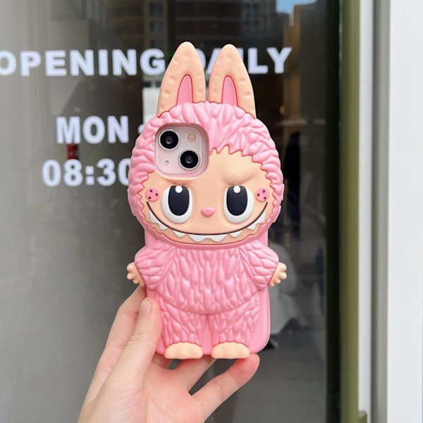 Labubu Sød Tegneserie iPhone 16 pro Cover Snøre Telefon Cover Egnet til Alle Modeller TPU Silikone Gel Ridsefast Stødsikker pink