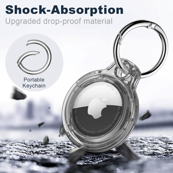 Airtag-pidike Air Tag -kotelo avaimenperällä, naarmuuntumaton Airtags-avainperä Apple Air Tag -laitteille, Airtag-lisävarusteet GPS-esineiden paikannukseen, läpinäkyvä Bl Clear Black