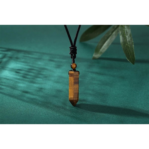 Krystal Halskæde til Mænd Kvinder Justerbar Reb Hexagonal Punkt Healing Krystal Naturlig Sten Vedhæng Halskæder Ædelsten Smykker Tiger Eye Stone