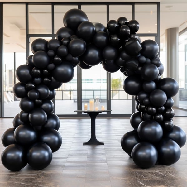130 stk. sorte ballonger i forskjellige størrelser 18\" 12\" 10\" 5\" Ballongbue sett perfekt for bursdagsfest, konfirmasjon, babyshower, bryllup, ferie D Black