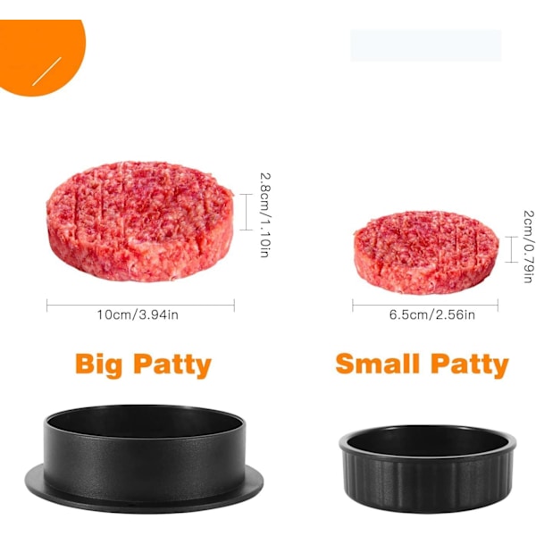 3-in-1 Burgeriprässi - Tarttumaton pihvimuotti täytetyille burgereille, slidereille ja kasvispihveille, helppo puhdistaa, grilliin ja keittiöön Black
