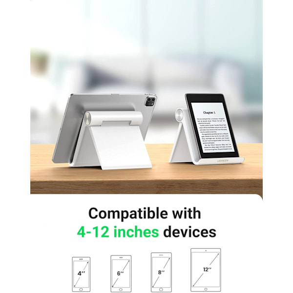 Hopfällbart Tabletstativ Kompatibelt med iPad MediaPad Tabletthållare Surface Galaxy Tab iPhone (Vit)