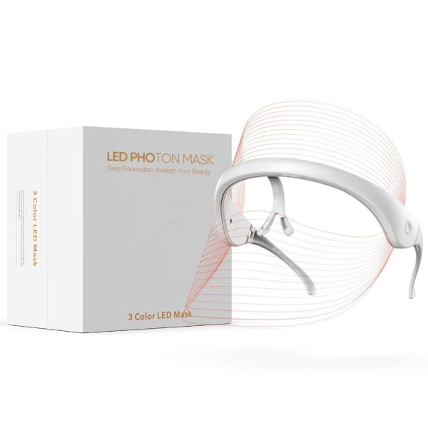 LED Ansiktsmask Ljusterapi Ansiktsfoton Skönhetsanordning med USB kabel 3 färger LED Hudvårdsbehandling Mask för ansiktsföryngring, anti-aging