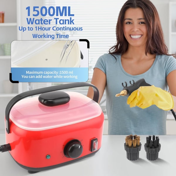 2500W Damprenser, 1500ML Håndholdt Damprenser med Høytrykk for Rengjøring Bærbar Damprenser for Hjem Høytemperatur Damprenser for Teppe, Møbler